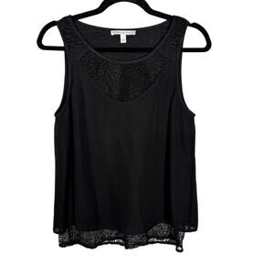 Chelsea and Walker Size 4 Black Lace Layered Silk Sleeveless Blouse Top Pieced